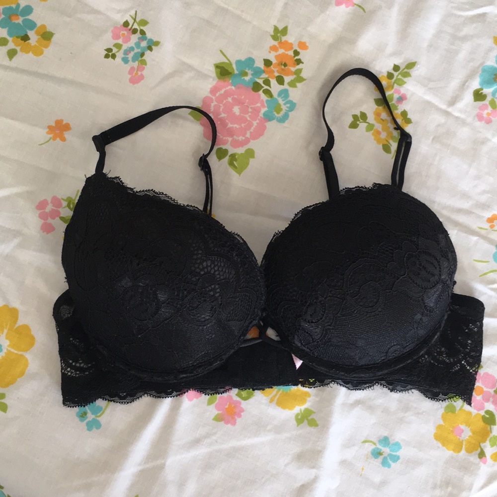 Black lace add 2 cups push up bra